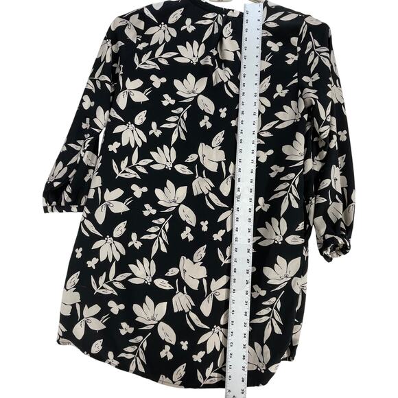 a new day Button Up Shirt Dress XXL Black Beige Floral Long Sleeve Loose Fit - Picture 5 of 8
